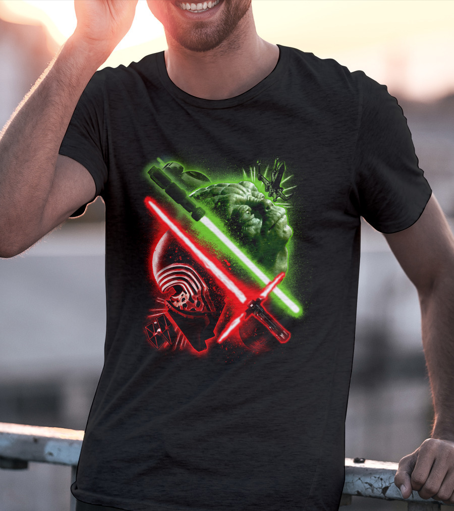 Grandmaster Yoda Darth Vader Kylo Ren Lightsaber Star Wars T-Shirt