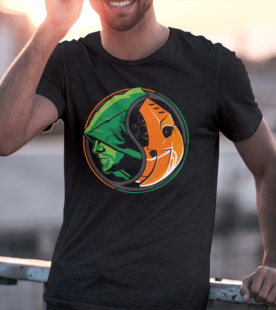 Green Arrow Slade Deathstroke Yin Yang T-Shirt