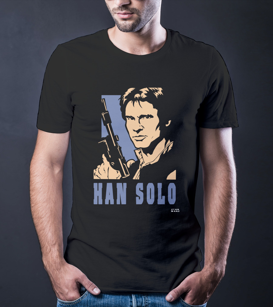 Han Solo Star Wars Vintage Style Graphic With Blaster T-Shirt