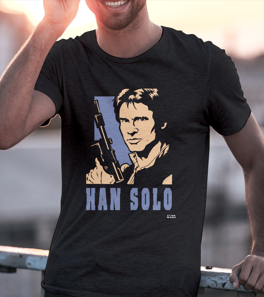 Han Solo Star Wars Vintage Style Graphic With Blaster T-Shirt