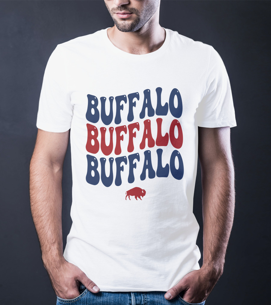 Buffalo Buffalo Buffalo Groovy Retro Style With Bison T-Shirt