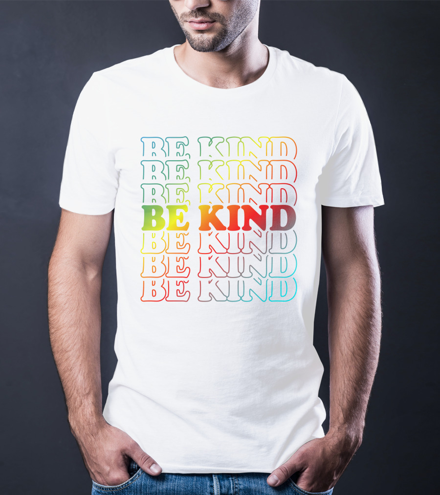 BE KIND Multicolor Gradient Typography T-Shirt