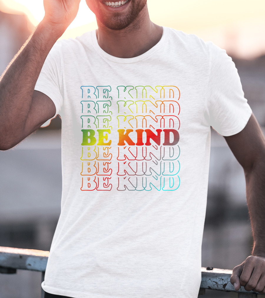 BE KIND Multicolor Gradient Typography T-Shirt
