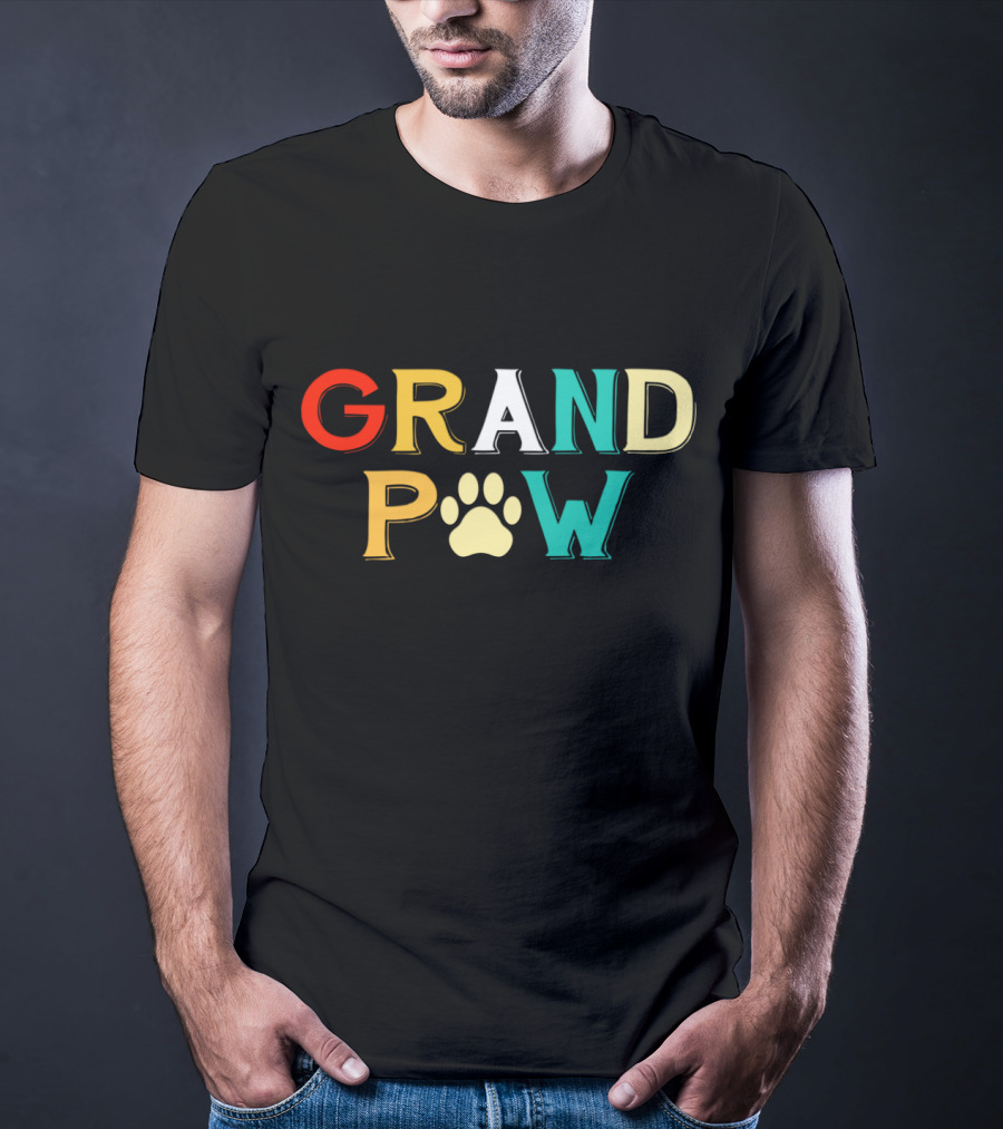 Grand Paw Doggy Puppy Lover Grandpa Funny Dog Paw Prints T-Shirt