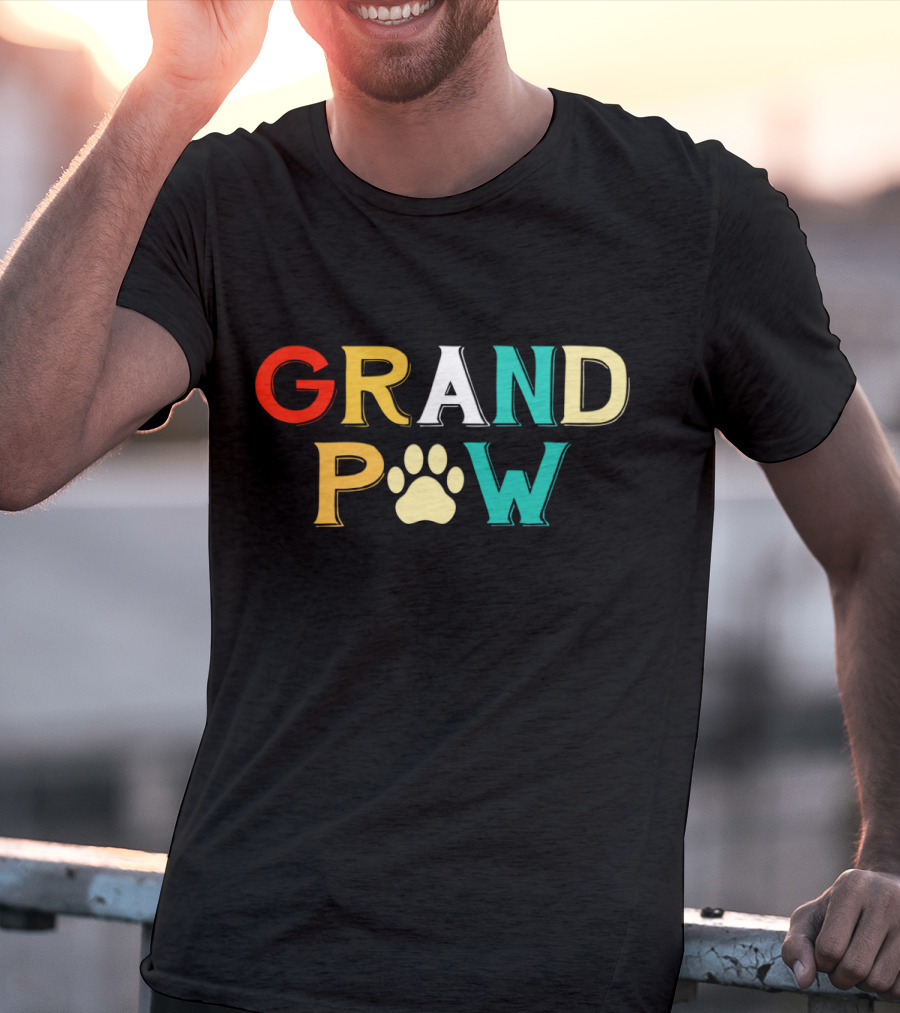 Grand Paw Doggy Puppy Lover Grandpa Funny Dog Paw Prints T-Shirt