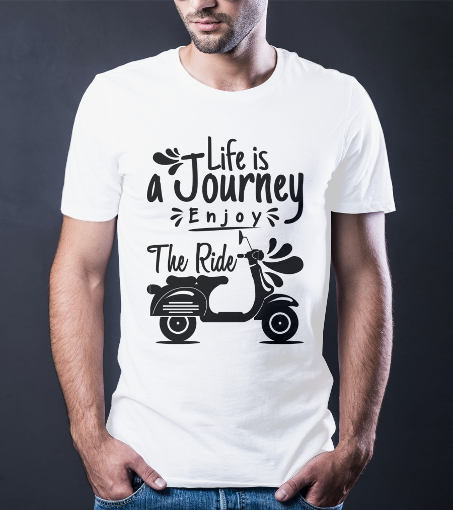 Life Is A Journey Enjoy The Ride Vespa Scooter Motif T-Shirt