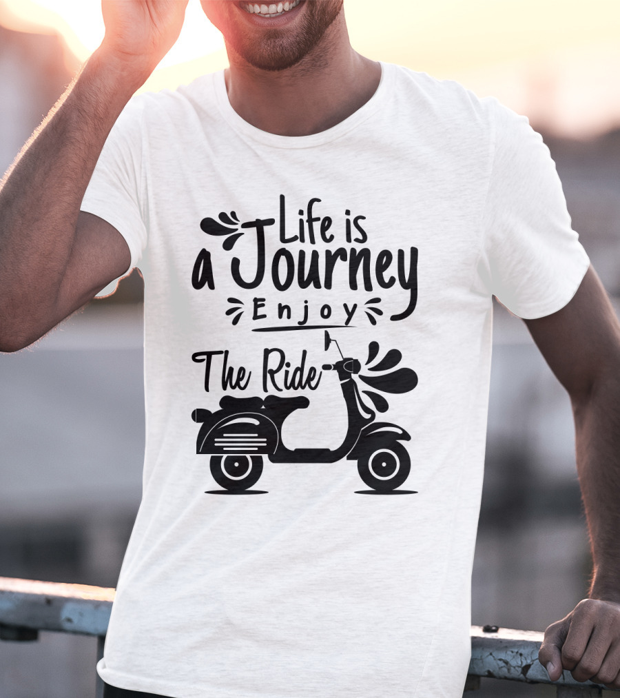 Life Is A Journey Enjoy The Ride Vespa Scooter Motif T-Shirt