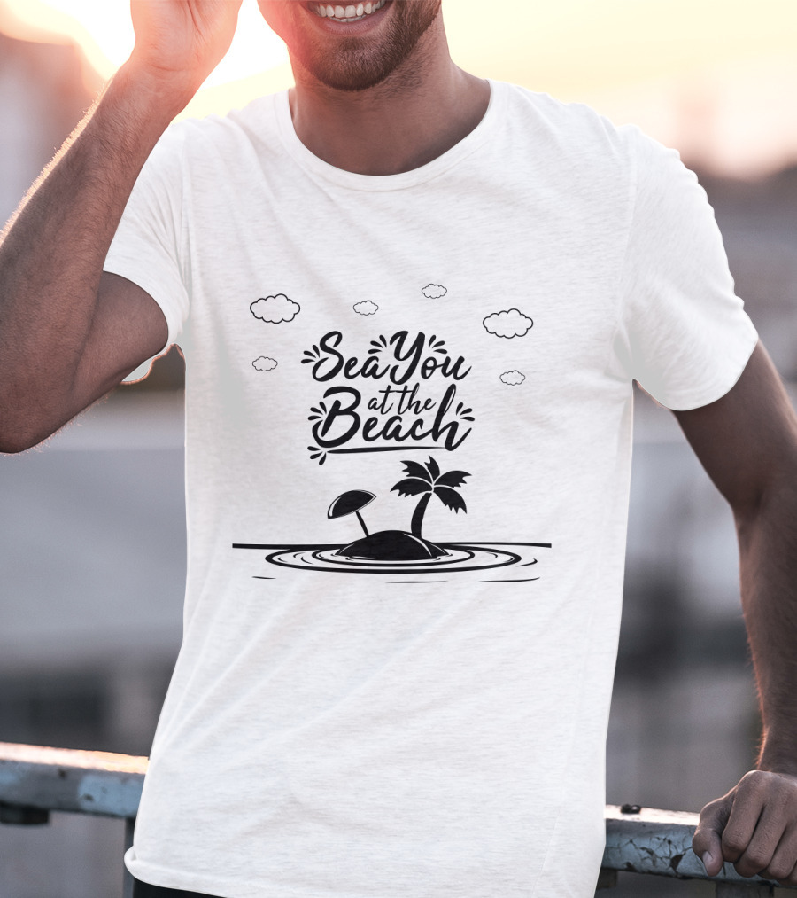 Sea You At The Beach With Island Palm And Umbrella T-Shirt