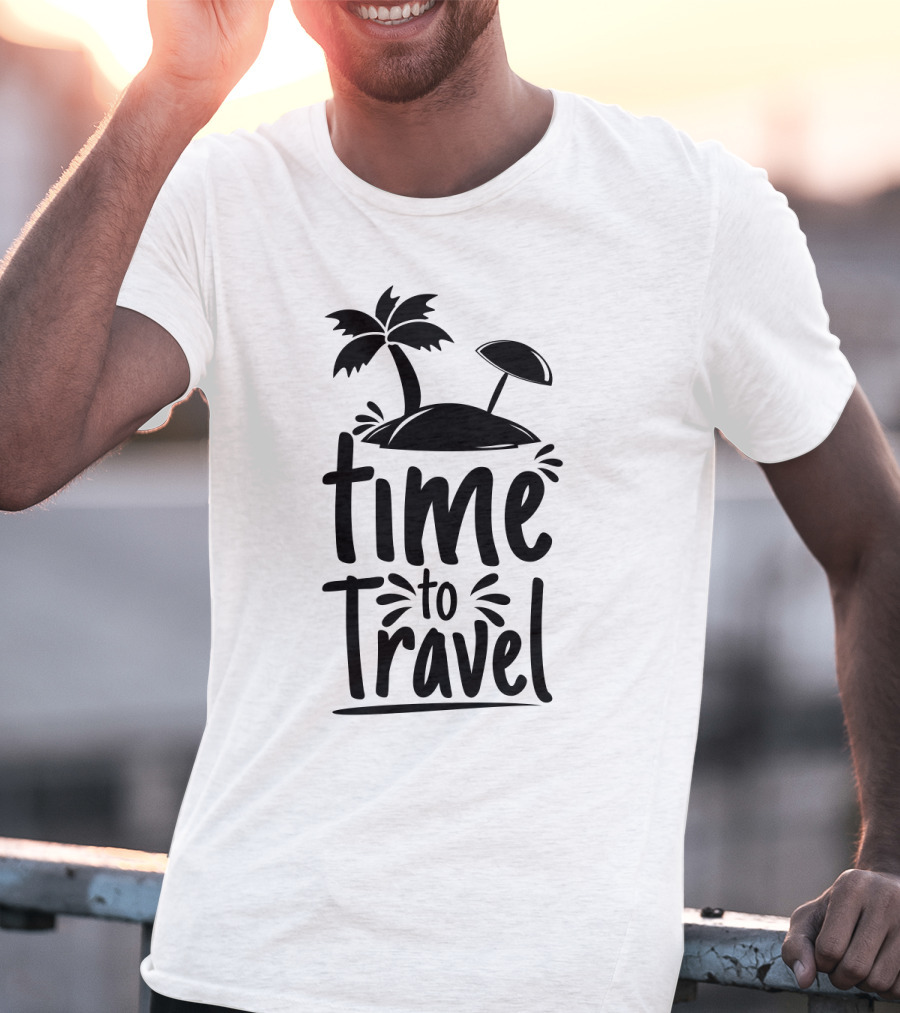 Time To Travel Beach Paradise Palm Island Adventure T-Shirt