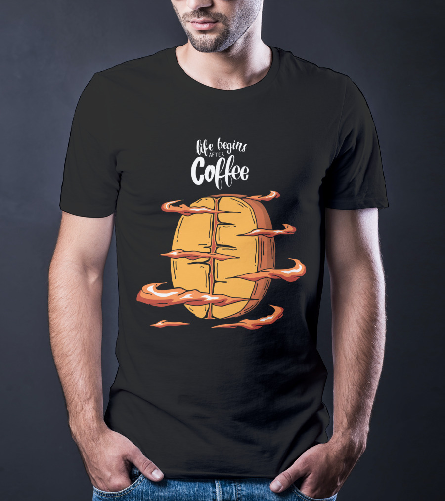 Life Begins After Coffee Football Steam Humor T-Shirt