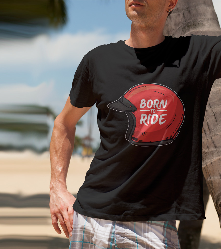 Born To Ride Retro Red Motorcycle Helmet T-Shirt