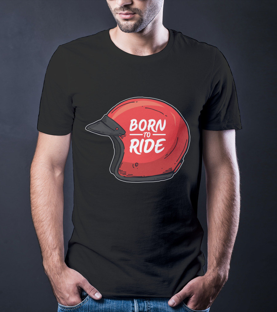 Born To Ride Retro Red Motorcycle Helmet T-Shirt