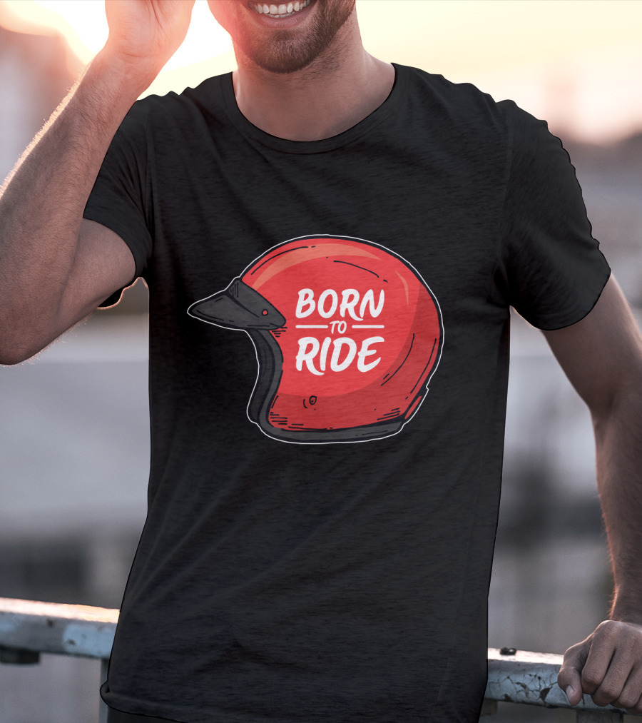 Born To Ride Retro Red Motorcycle Helmet T-Shirt
