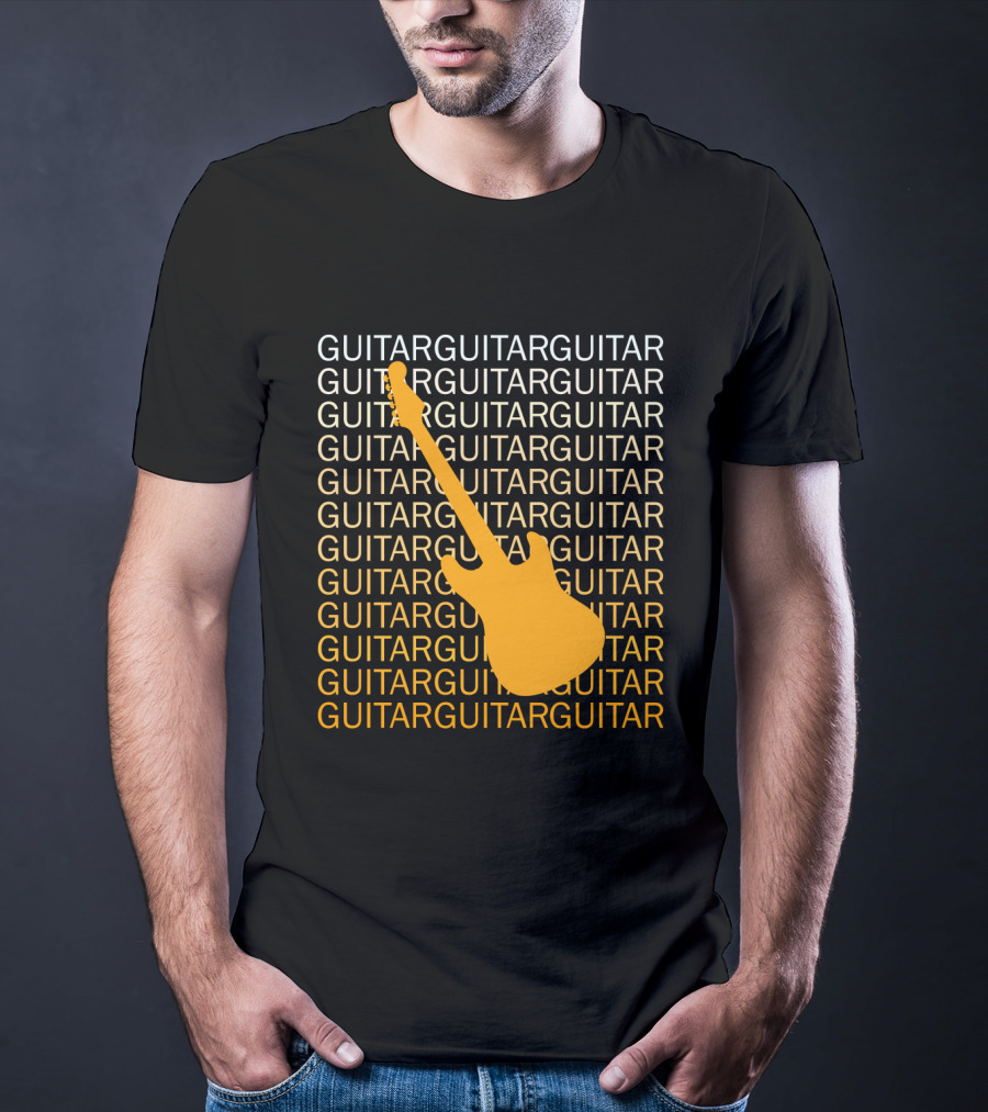 Guitar Guitar Repeated Yellow Electric Guitar T-Shirt