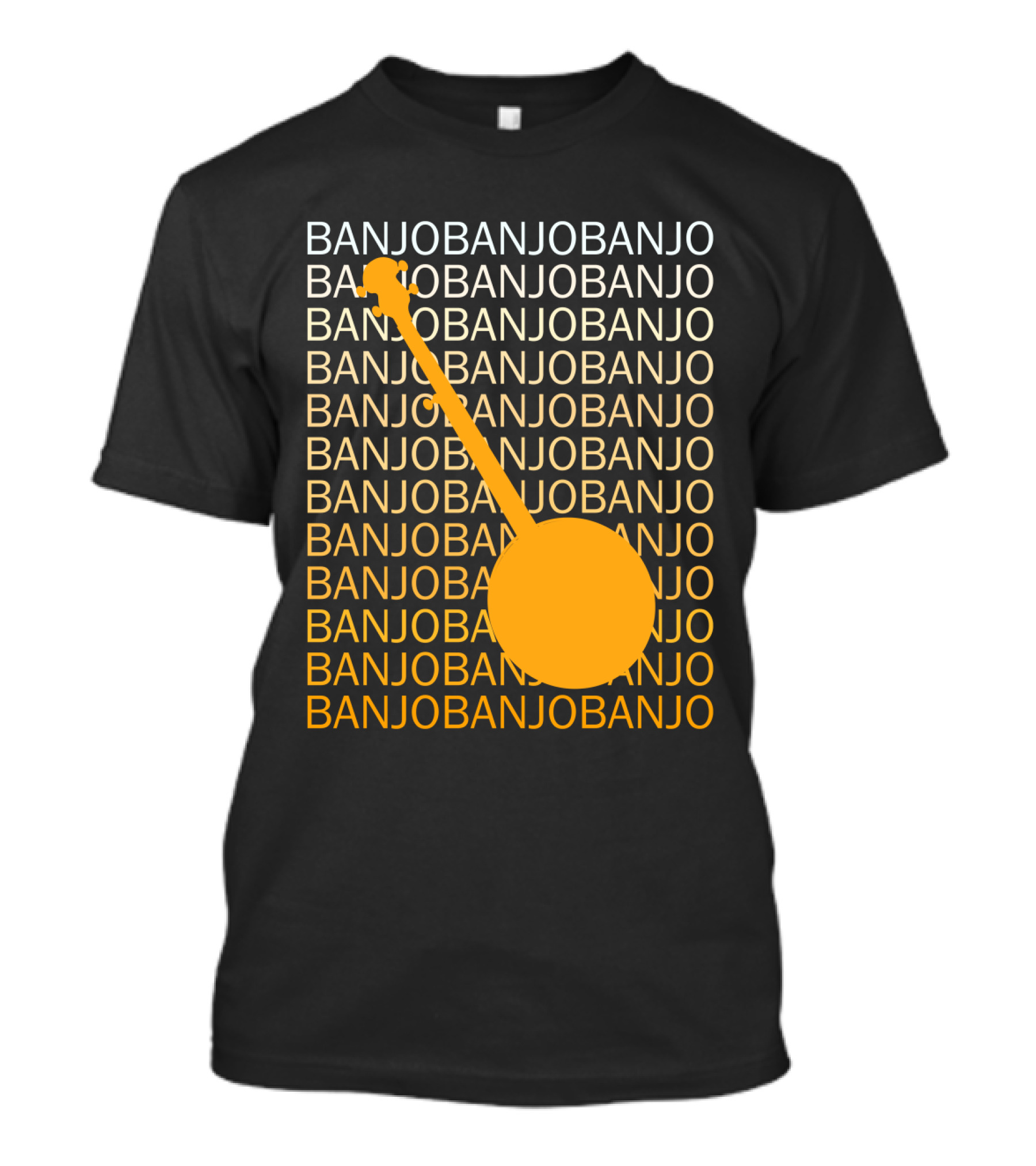 Banjo Repetition With Bold Orange Silhouette Highlight T-Shirt