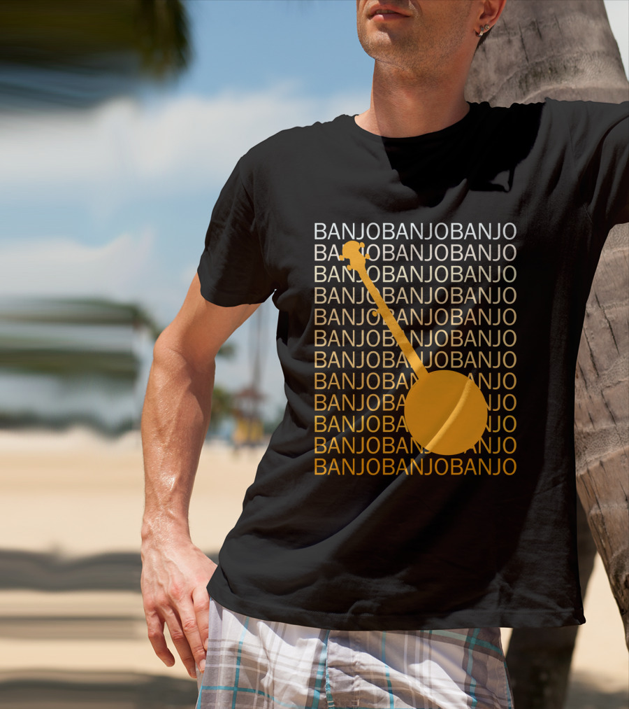 Banjo Repetition With Bold Orange Silhouette Highlight T-Shirt