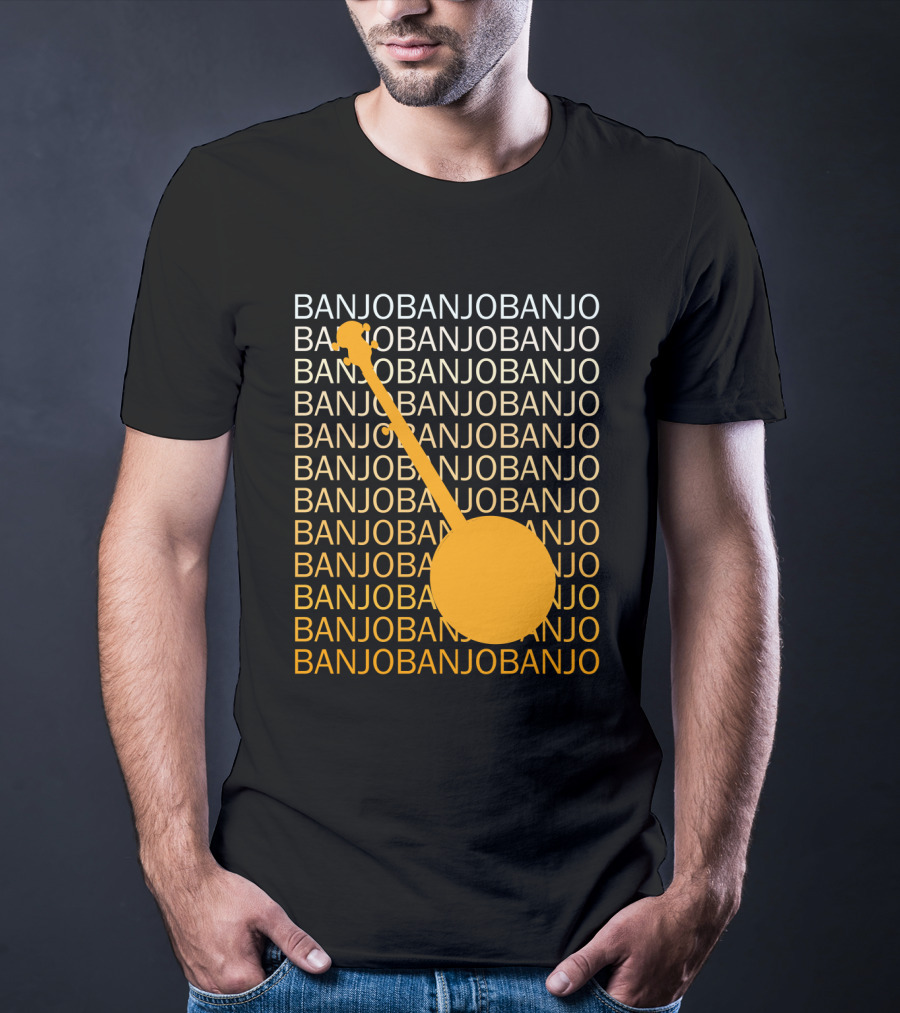 Banjo Repetition With Bold Orange Silhouette Highlight T-Shirt