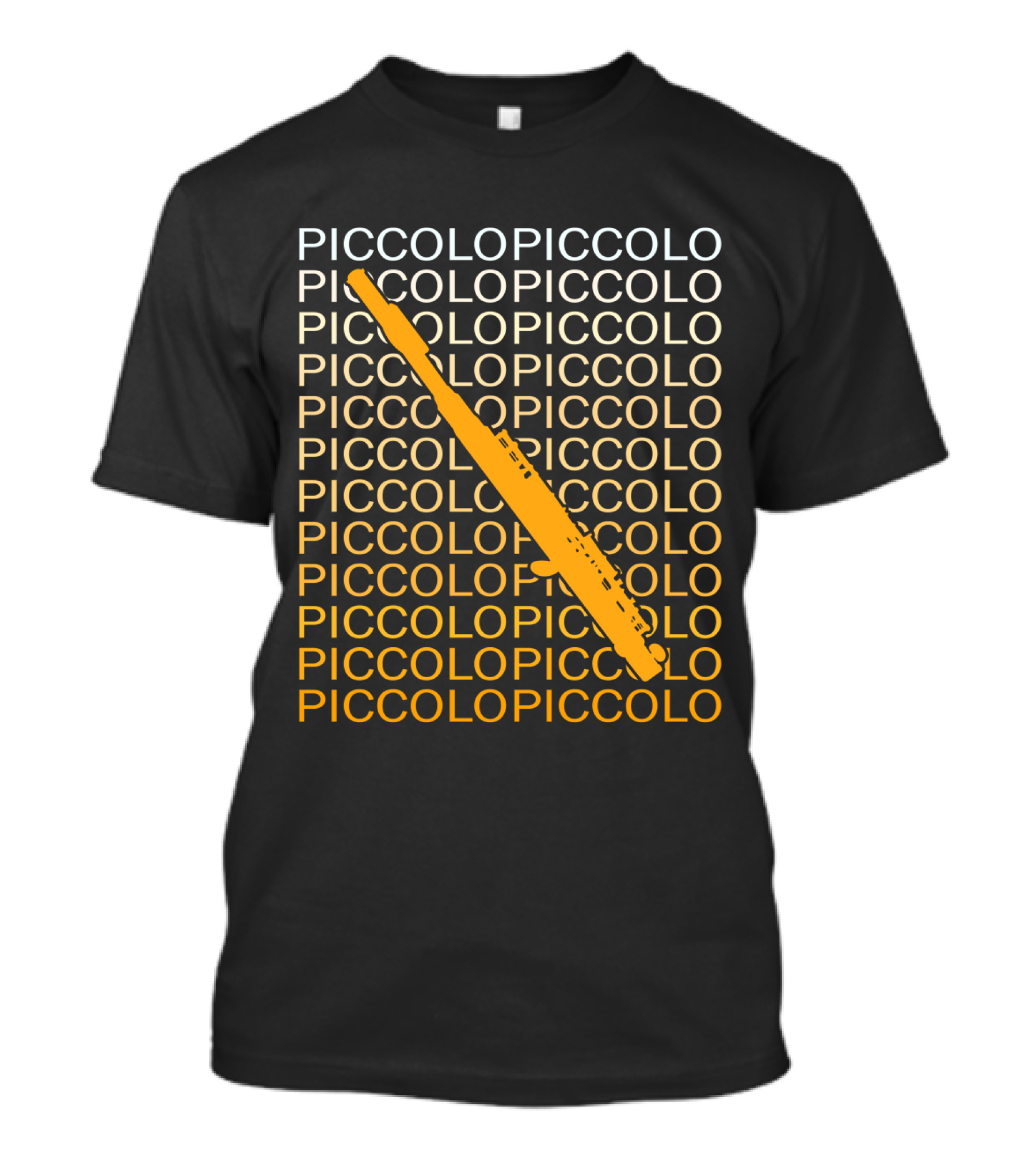 PICCOLO Word Pattern With Diagonal Orange Piccolo T-Shirt