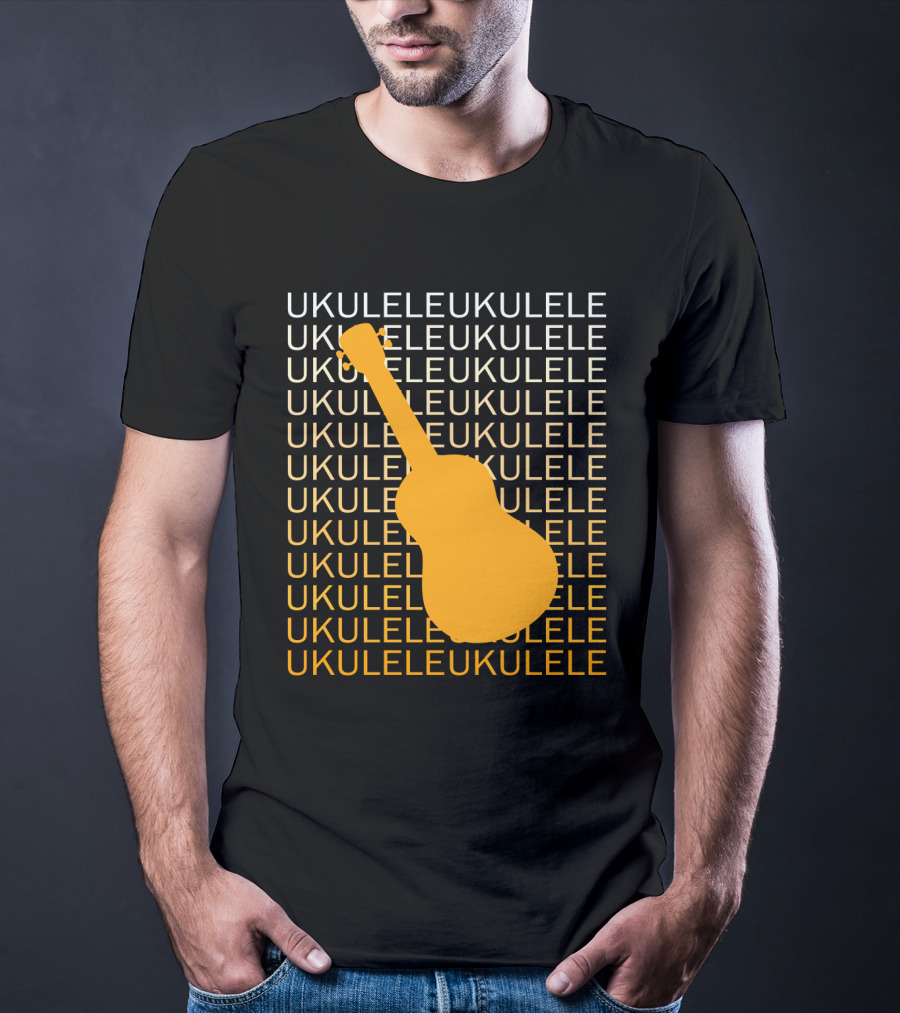 Repeating Ukulele Text With Orange Ukulele T-Shirt