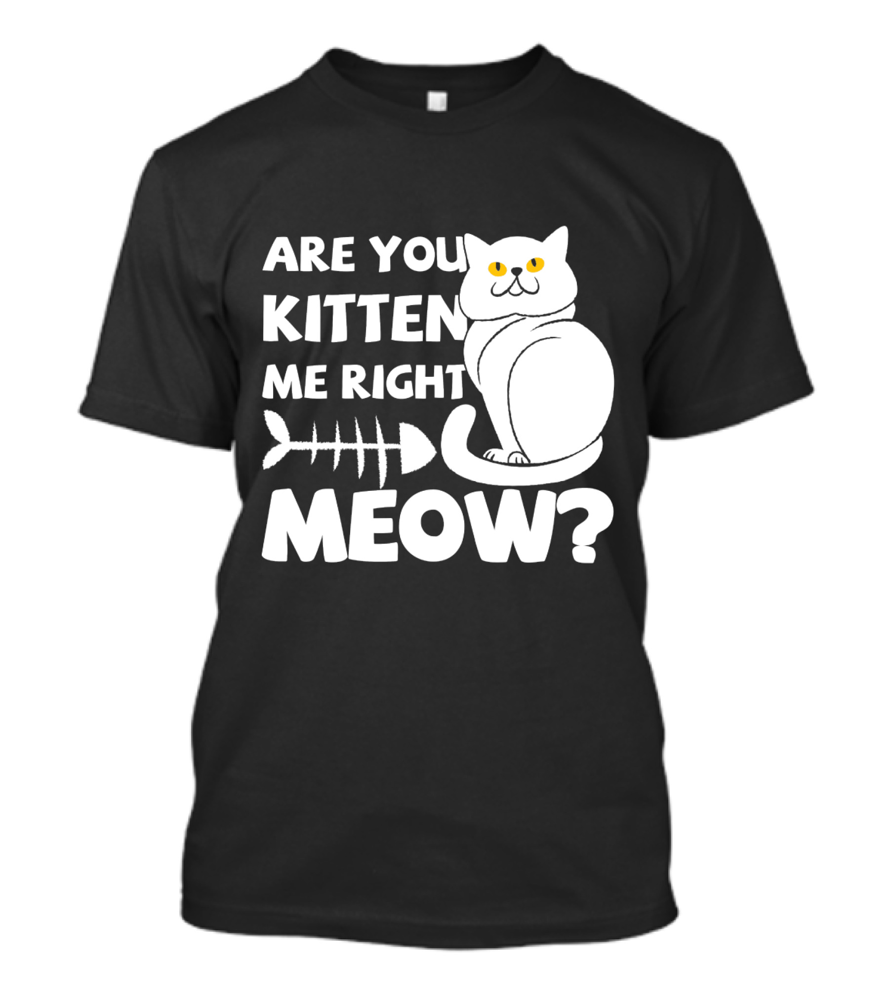 Are You Kitten Me Right Meow Funny Cat Fish...T-Shirt 