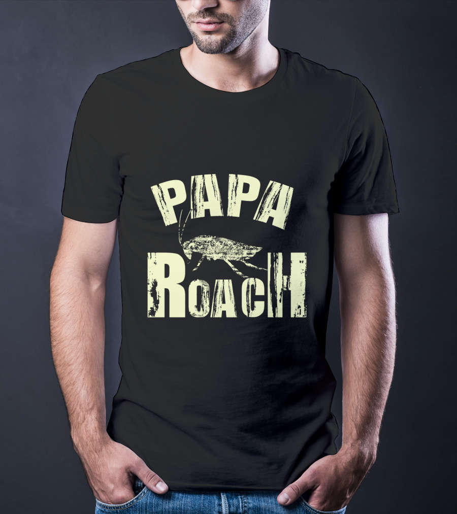 Papa Roach Distressed Logo With Cockroach T-Shirt