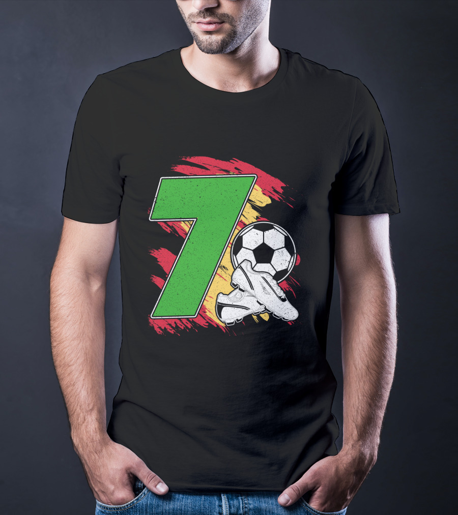 Kinder Geburtstag 7 Jahre Fußball Schuhe Deutschland Flagge Ball T-Shirt