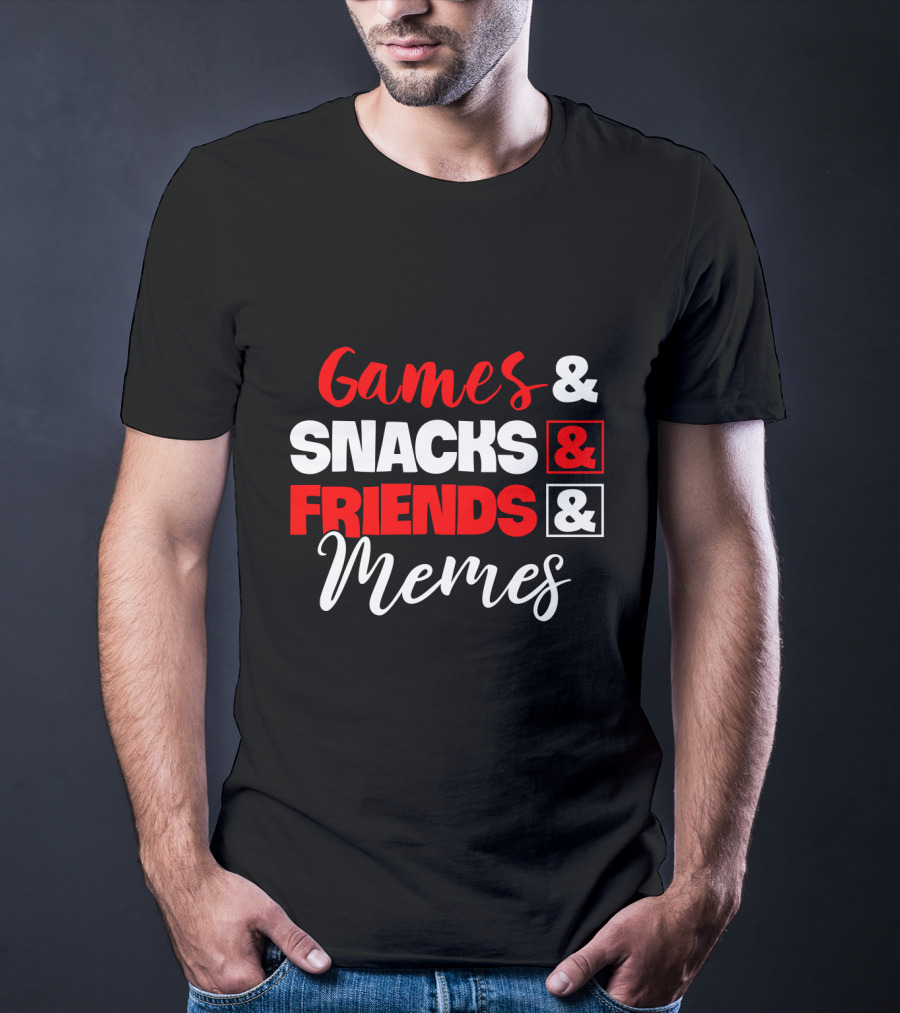 Games Snacks Friends Memes Fun Essentials T-Shirt