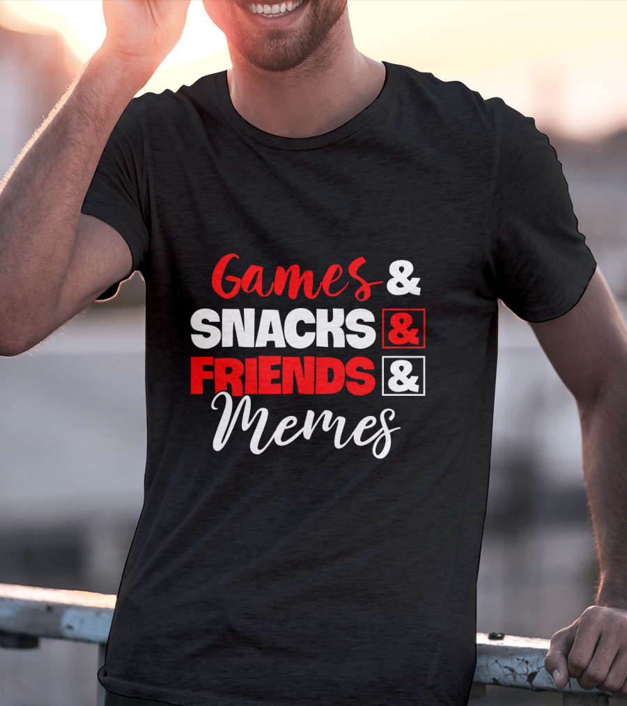 Games Snacks Friends Memes Fun Essentials T-Shirt