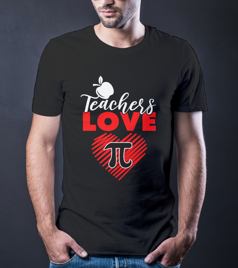Teachers Love Pi Math Heart Apple T-Shirt