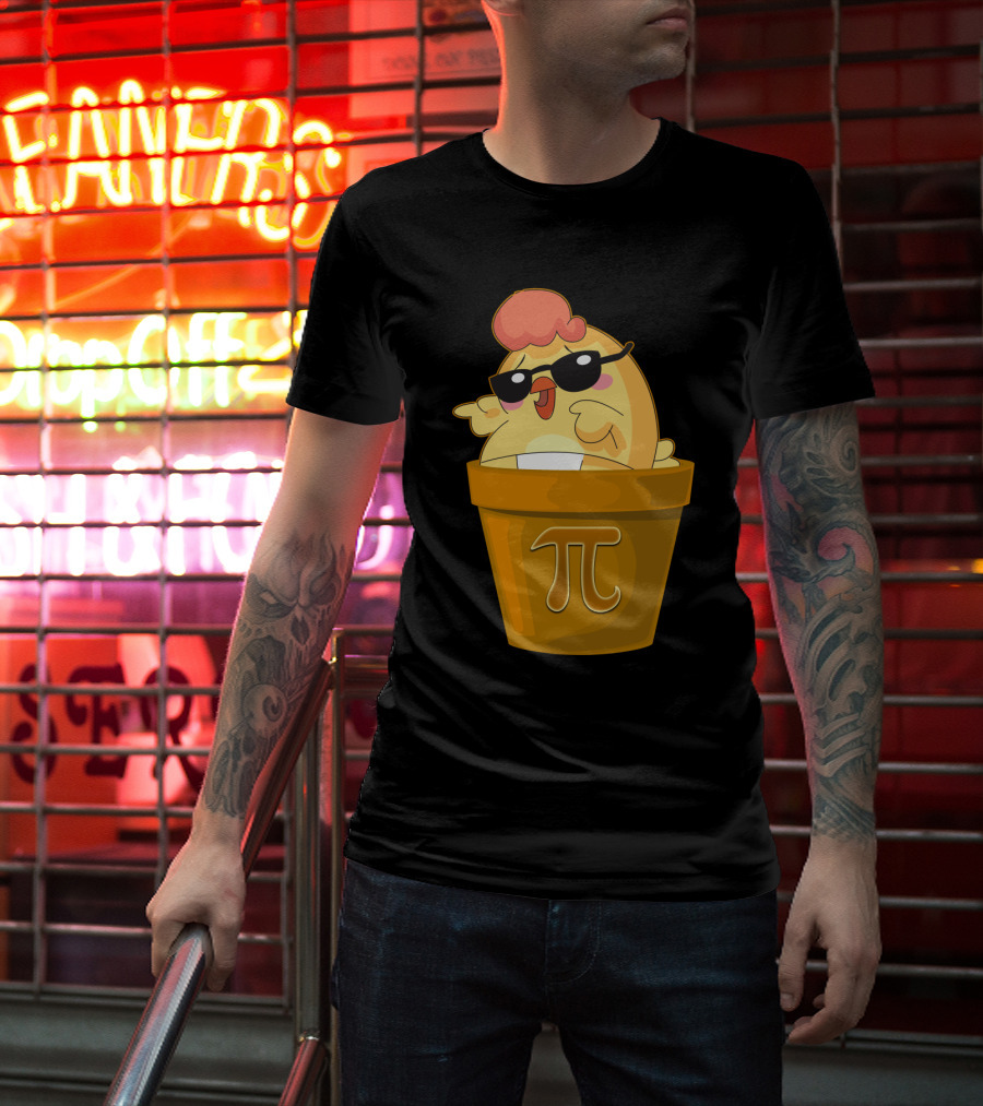 Chicken In Pot With Pi Symbol And Sunglasses T-Shirt