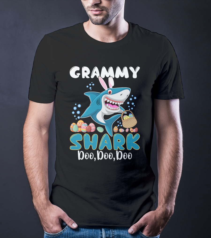 Grammy Shark Doo Doo Doo Bunny Ear Easter Egg Hunt T-Shirt