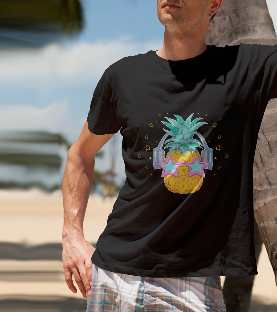 Pineapple Music Star Glasses Headphones T-Shirt