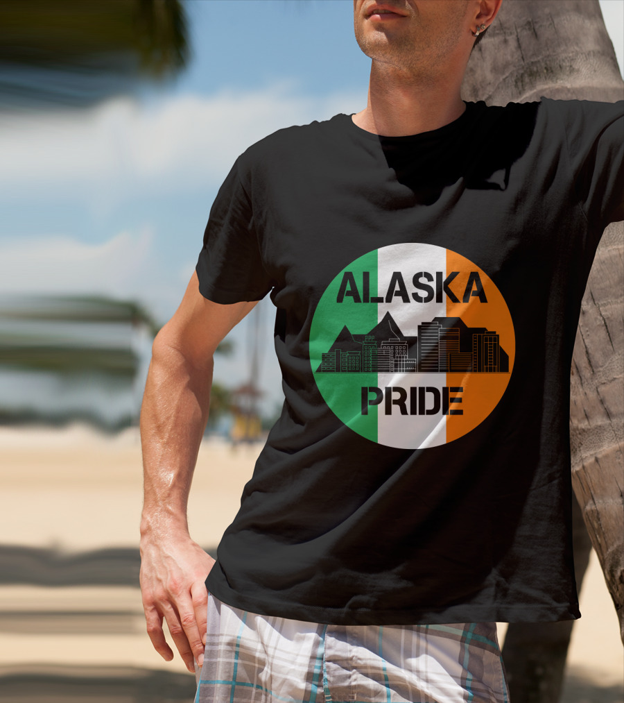Alaska Pride Skyline With Irish Flag Colors T-Shirt