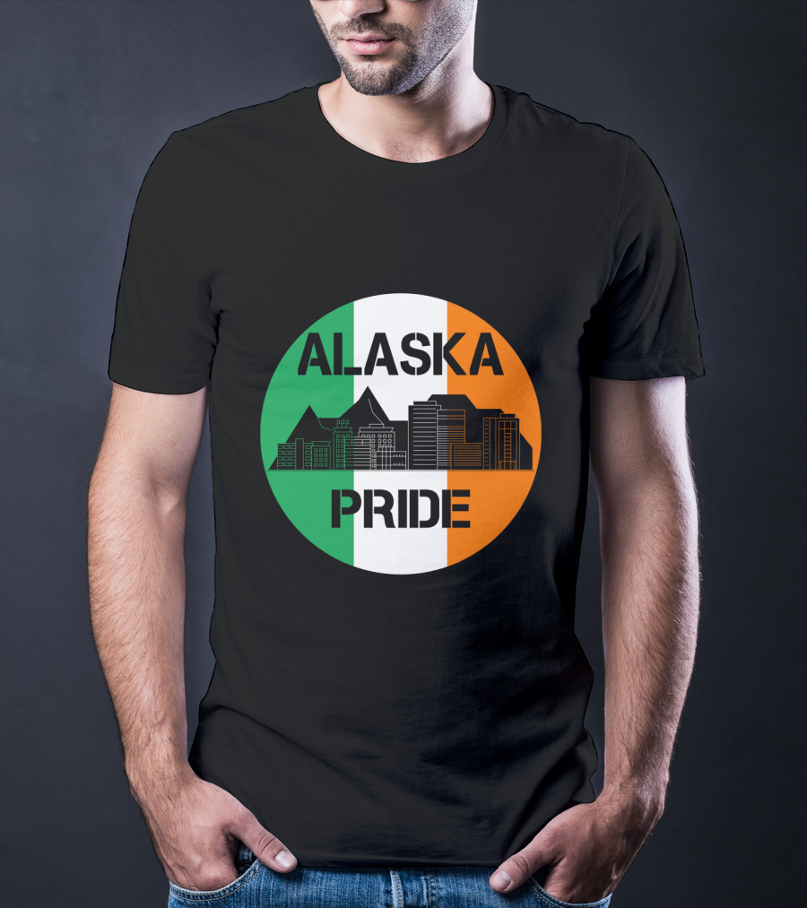 Alaska Pride Skyline With Irish Flag Colors T-Shirt