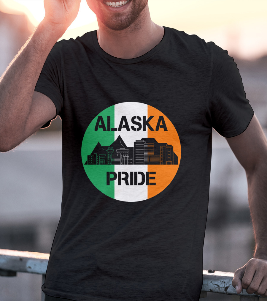 Alaska Pride Skyline With Irish Flag Colors T-Shirt