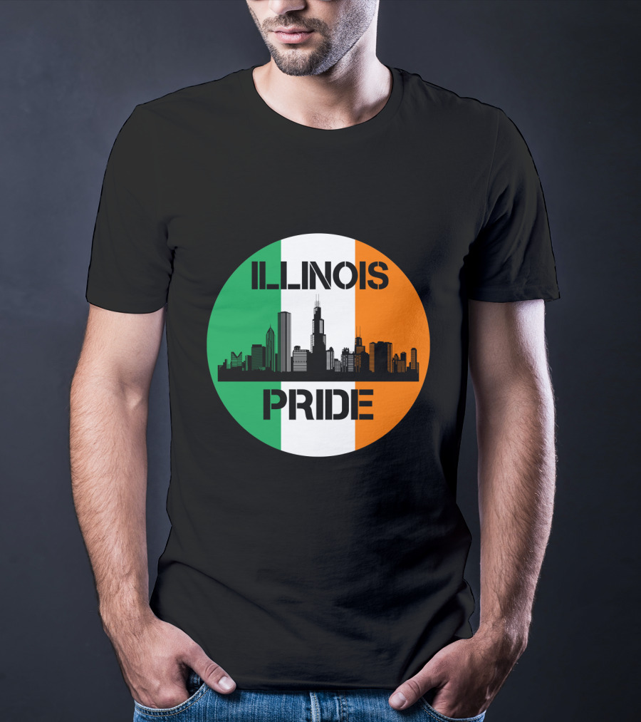 Illinois Pride Skyline Irish Flag T-Shirt