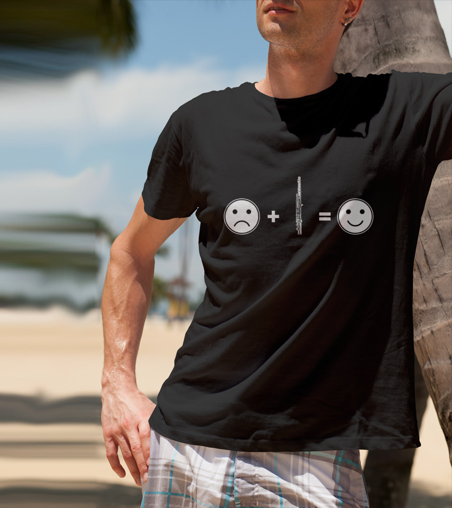 Flute Plus Equals Happiness Smiley Faces Formula T-Shirt