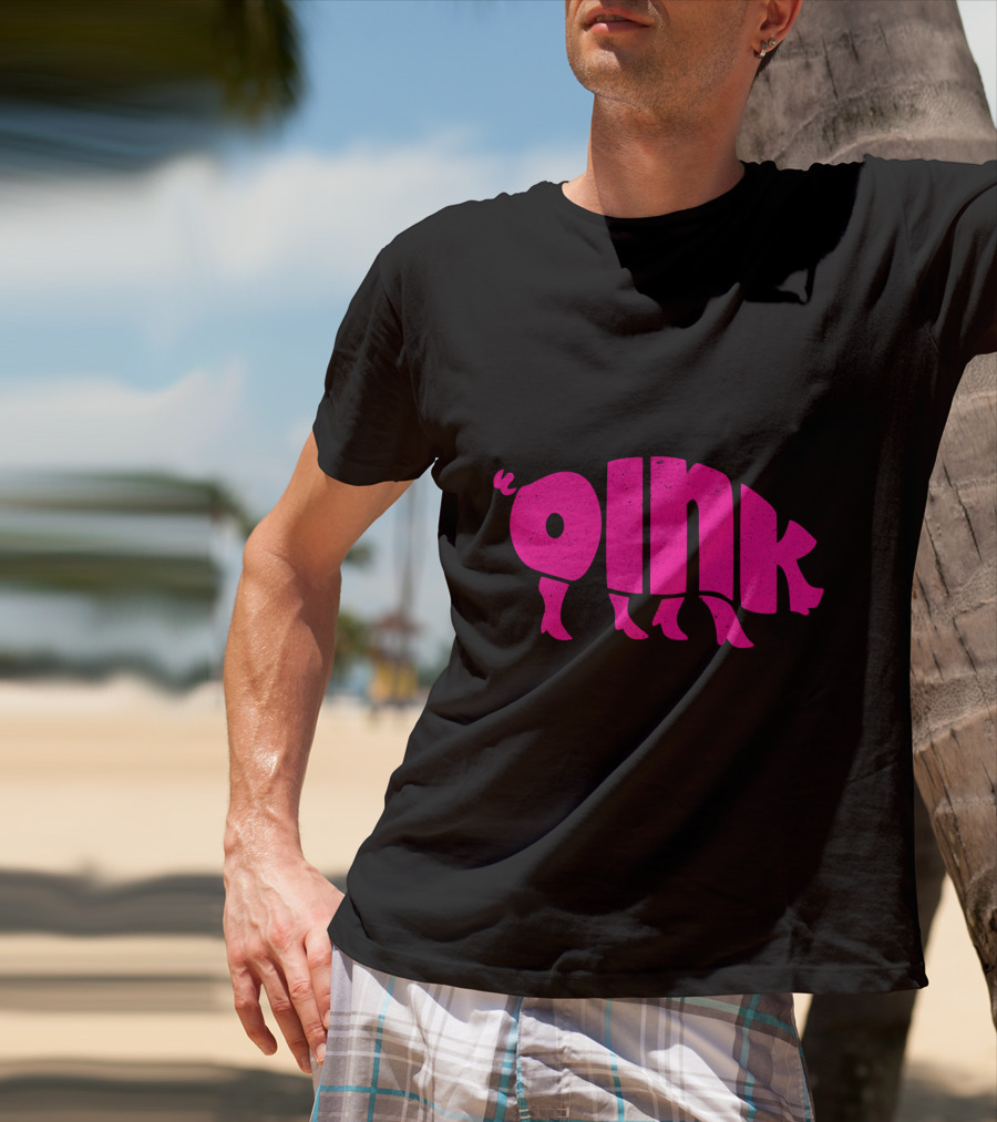 OINK Pink Pig Silhouette Humor T-Shirt
