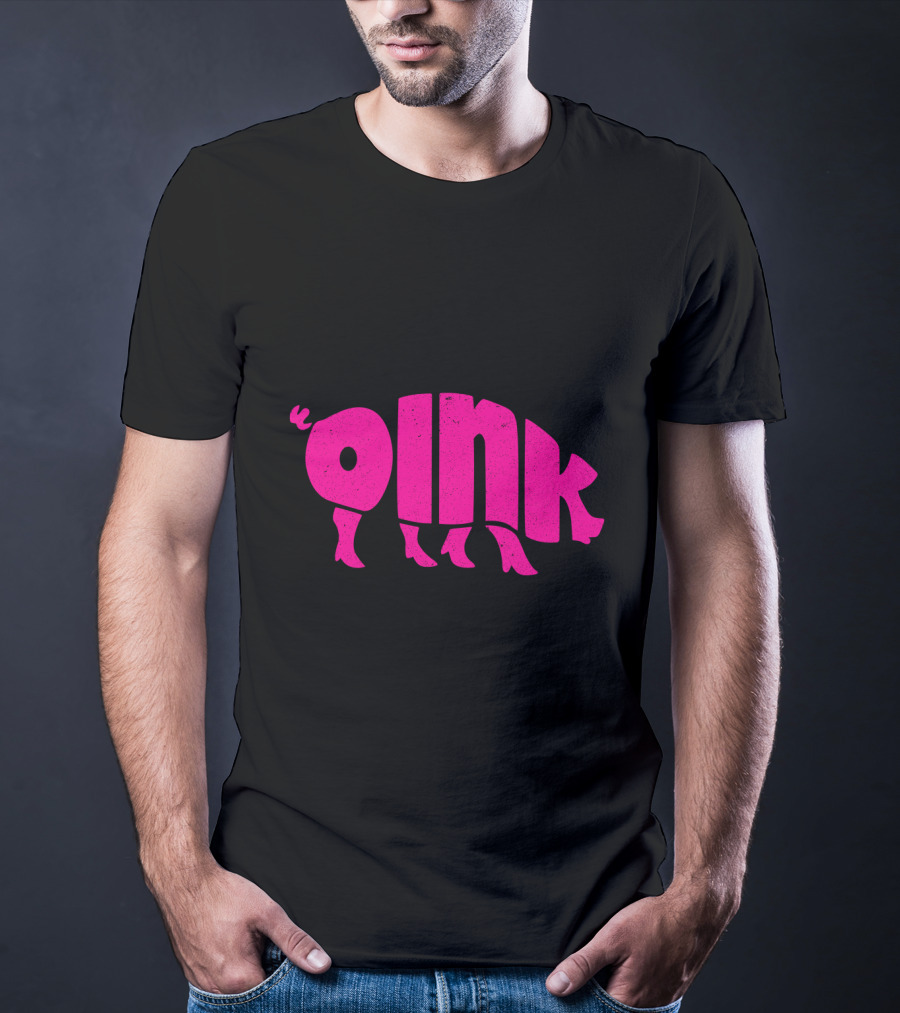 OINK Pink Pig Silhouette Humor T-Shirt