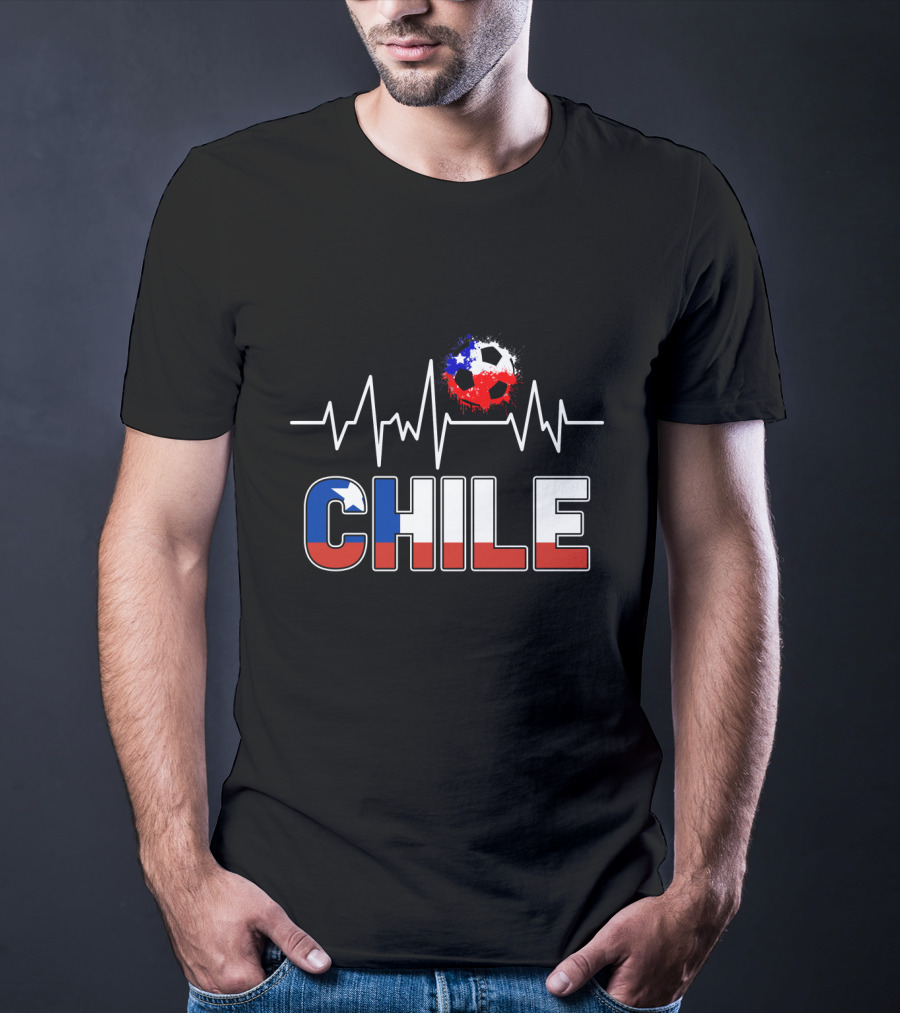 Chile Soccer Jersey Chilean Futbol Passion Heartbeat Flag Colors T-Shirt