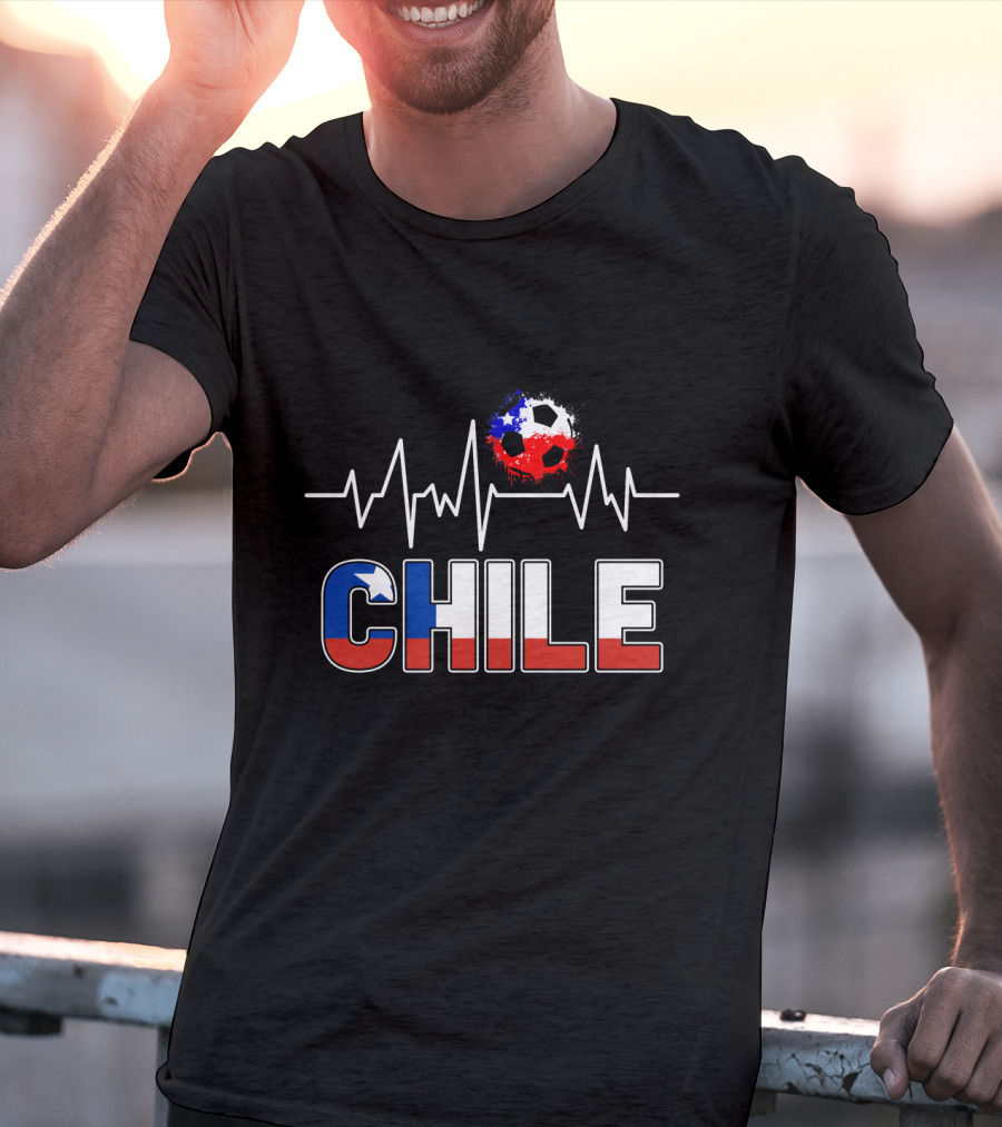 Chile Soccer Jersey Chilean Futbol Passion Heartbeat Flag Colors T-Shirt