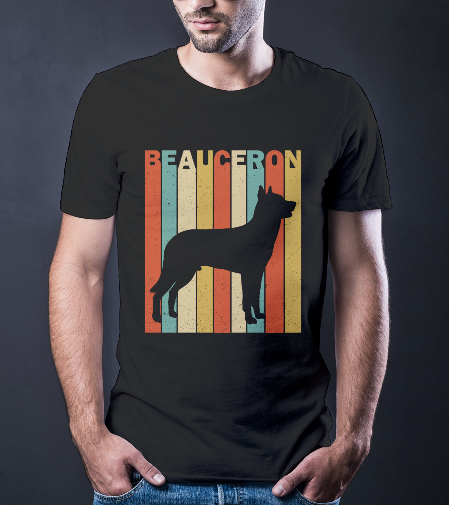 Beauceron Retro Silhouette Vertical Stripes T-Shirt