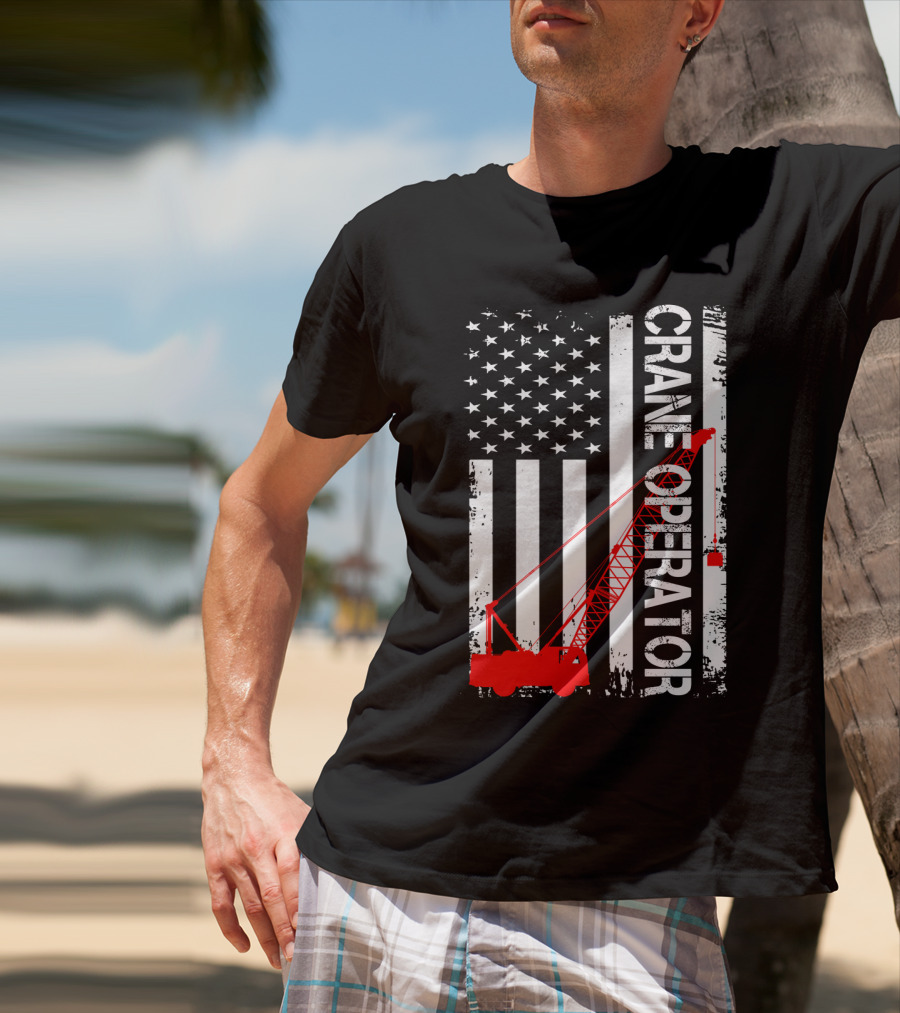 Crane Operator American Flag T-Shirt