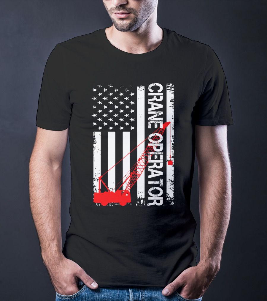 Crane Operator American Flag T-Shirt