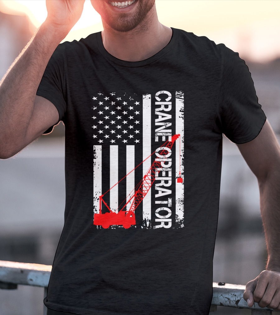 Crane Operator American Flag T-Shirt