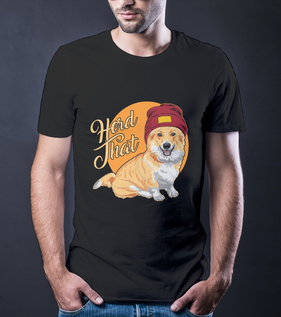 Herd That Corgi In A Beanie For Animal Lovers T-Shirt