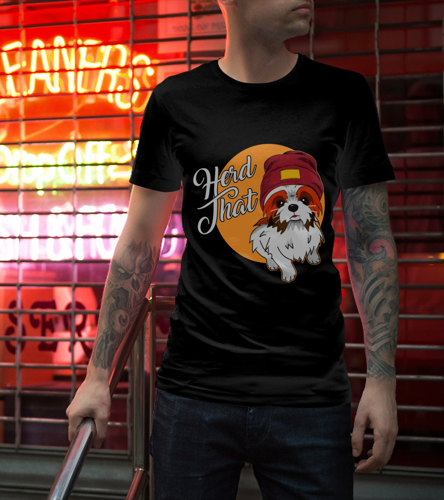 Herd That Shih Tzu Animal Lover Dog With Hat Sketch T-Shirt