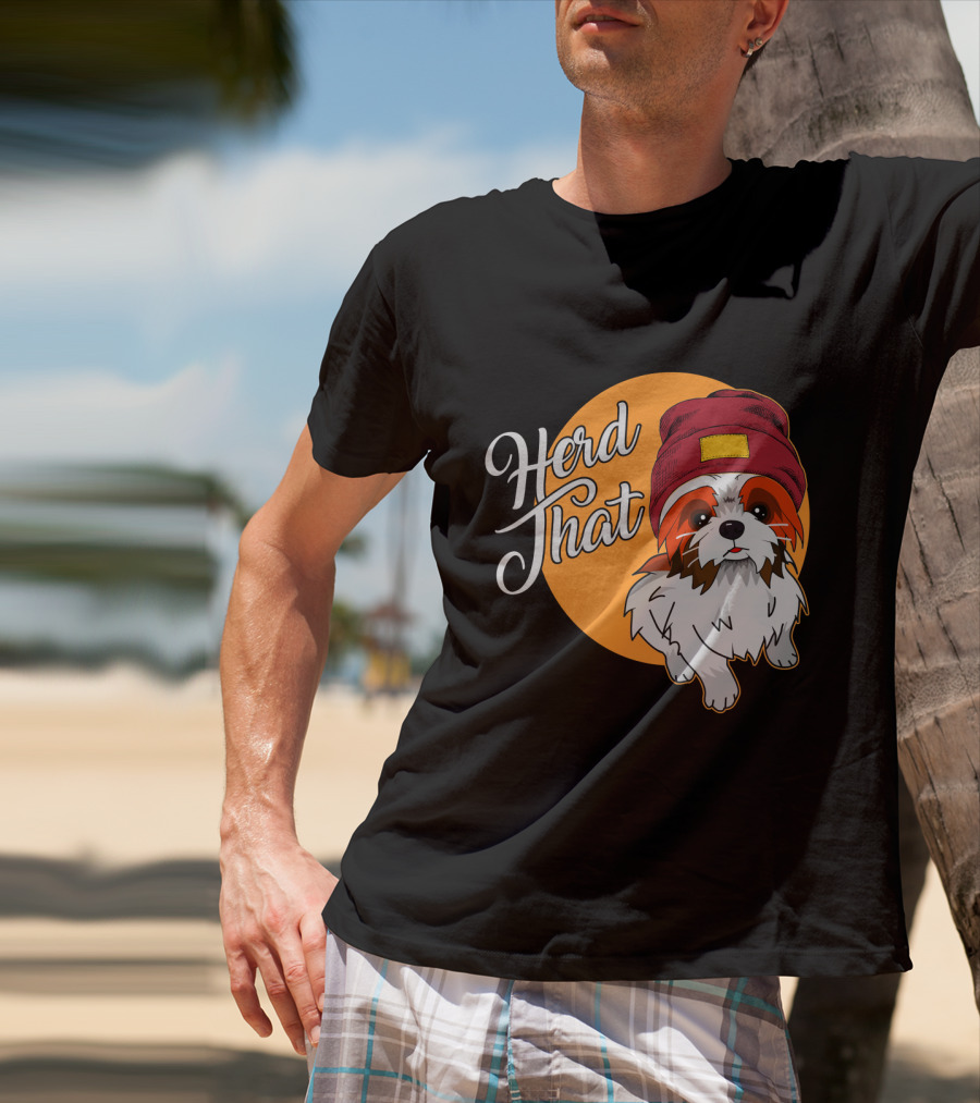 Herd That Shih Tzu Animal Lover Dog With Hat Sketch T-Shirt