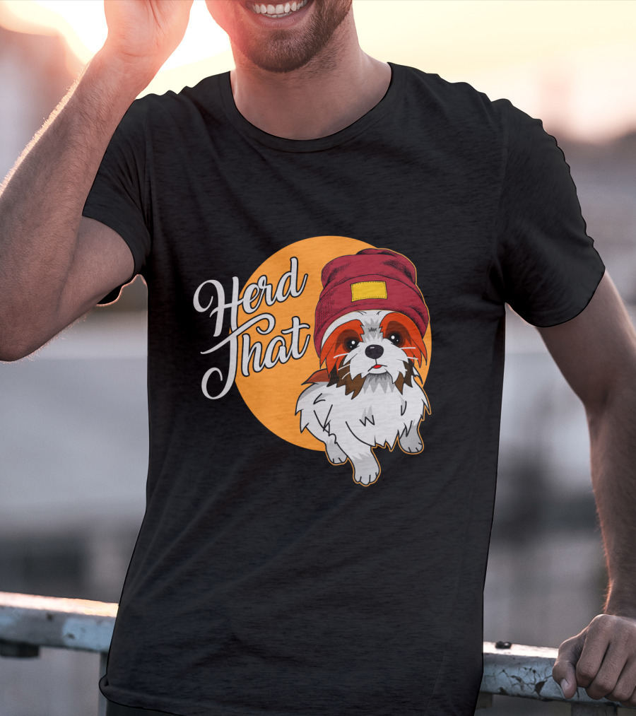 Herd That Shih Tzu Animal Lover Dog With Hat Sketch T-Shirt