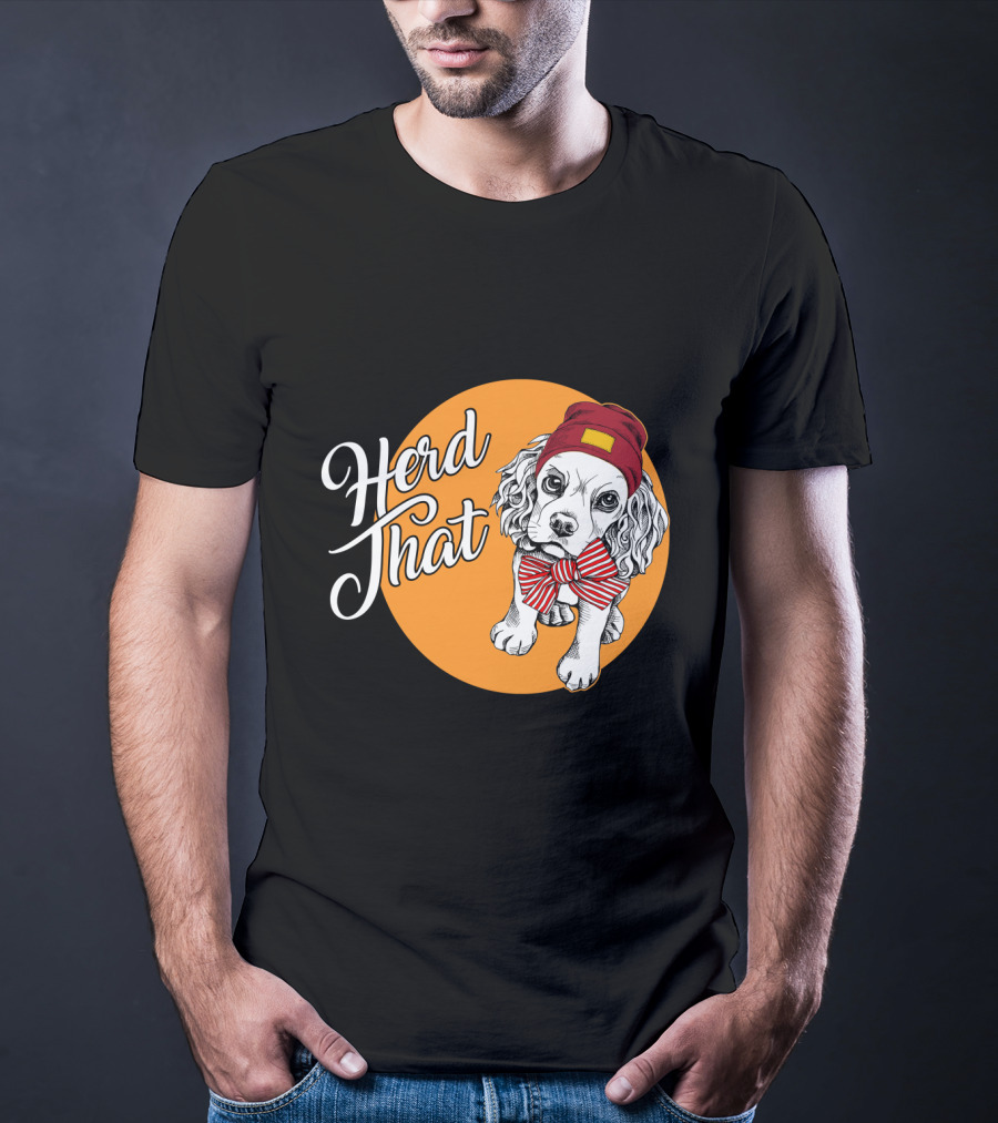 Herd That Cocker Spaniel Funny Animal Lover Dog Bow Tie Beanie T-Shirt